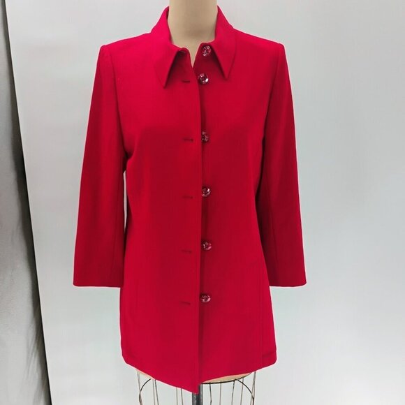 Escada wool dress w/ matching blazer jacket red orange exposed zipper classy - Picture 12 of 16